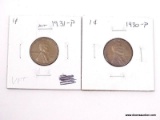 1930-P, 1931-P XF LINCOLN CENTS.