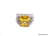 .925 LADIES STERLING SILVER 7 CT CITRINE RING. SIZE 8.