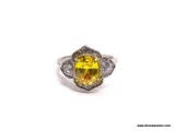 .925 LADIES STERLING SILVER 2CT CITRINE RING. SIZE 8.