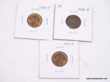 1937, 1938, 1939-P UNCIRCULATED LINCOLN CENTS.