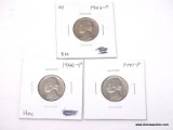 1940-P, 1941-P, 1942-P UNCIRCULATED JEFFERSON NICKELS.