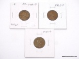1919-P, 1923-P, 1925-P XF LINCOLN CENTS.