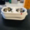 PET BOWL WITH METAL DISHES - HAS STORAGE INSIDE - PRE-OWNED