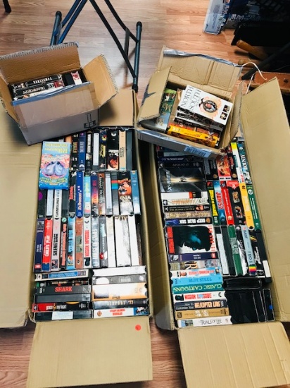 A LOT OF VHS TAPES - TWO FULL BOXES PLUS