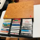 CASSETTE TAPES AND VINTAGE HOLDER