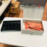 CASH BOX - HAS KEY AND PENNY WRAPPERS