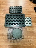 ASSORTED MUFFIN TINS AND COOKING SUPPLIES