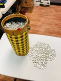 DECORATIVE GLASS BEADS IN CONTAINER - IT’S A LOT OF THEM