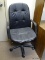 (RM11) BLACK FAUX LEATHER ROLLING OFFICE CHAIR. SHOWS SIGNS OF WEAR.