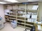 (RM12) LARGE 6 SHELF 4 SECTION WALL SHELVING UNIT. CREAM COLORED METAL. MEASURES 144