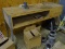 (WARE) TALL WORKBENCH WITH WOOD WORKSPACE AND STEEL LEGS. MEASURES 72