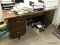 (RM7) VINTAGE WOODGRAIN 6 DRAWER OFFICE DESK. MEASURES 60