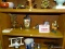 (RM8) SHELF LOT OF ASSORTED ITEMS TO INCLUDE:A BRASS EAGLE, BRASS DOLPHINS, A BRASS SAILBOAT, A SHIP