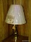 (RM8) WESTEK BRASS TOUCH LAMP WITH SHADE, HARP AND FINIAL. MEASURES 28