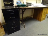 (RM1) BLACK METAL 2 DRAWER LATERAL FILING CABINET. MEASURES 15