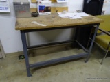 (HALL) WOODTOP WORK TABLE WITH METAL BASE. MEASURES 48