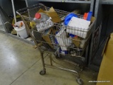 (HALL) SHOPPING CART AND CONTENTS. INCLUDES MISCELLANOUS ANCHOR STUDS, NUTS AND BOLTS.