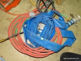 (WARE) LARGE BLUE WATER HOSE AND (2) AIR HOSES.