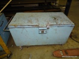 (WARE) HEAVY DUTY ROLLING JOB BOX. HAS LOCK ON FRONT. HEAVY USED AND SOME RUST AND DENTS. MEASURES