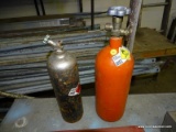 (WARE) PAIR OF GAS BOTTLE. ONE IS OXYGEN AND ONE IS ACETALYNE.