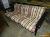 (WARE2) BLACK WOODGRAIN FOUTON WITH CUSHION. MEASURES 84