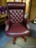 (RM8) BURGANDY BUTTON TUFTED EXECUTIVE OFFICE CHAIR.