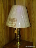 (RM8) WESTEK BRASS TOUCH LAMP WITH SHADE, HARP AND FINIAL. MEASURES 28