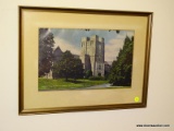 (RM10) FRAMED PRINT OF BURRUSS HALL AT VIRGINIA POLYTECHNIC INSTITUE. FRAMED IN WOOD FRAME. MEASURES