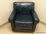 (BATHRM) VINTAGE MULTICOLOR VINYL UPHOLSTERED CHAIR.