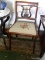 (LRM) VINTAGE CHAIR ;MAHOGANY LYRE BACK CHAIR WITH NEEDLEPOINT SEAT- 20 IN X 17 IN X 34 IN