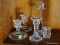 (FRM) CANDLE HOLDERS ; PAIR 4 IN H GLASS CANDLE HOLDERS, 2 CANDLE HOLDERS FROM FINLAND ONE IS 4 IN