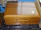 (UPBD1) JEWELRY LOT; WOODEN JEWELRY BOX OF COSTUME JEWELRY- NECKLACES, PINS AND EARRINGS