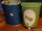 (UPBD1) TRASH CANS; 2 DECORATIVE METAL TRASH CANS