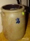 (UPHALL) ANTIQUE CROCK; ANTIQUE GRAY 2 GAL. CROCK ( HAS A CRACK)