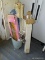 (BPORCH) MISC.. LOT; BOXES OF NEW DRAPERY RODS, METAL OVER THE DOOR CLOTHES HOOKS, 2 NEW OVER THE