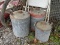 (CARPORT) VINTAGE GAS CANS; 3 VINTAGE GALVANIZED GAS CANS- 2 - 5 GAL. AND 1- 2 GAL