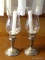 (FRM) STERLING SILVER; PR. TOWLE STERLING SILVER WEIGHTED CANDLE HOLDERS WITH ETCHED GLASS SHADES