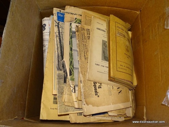 (FRM) BOX LOT OF EPHEMERA ; LOT INCLUDES PROGRESSIVE FARMER FROM THE 1920'S , NATIONAL STOCKMAN AND