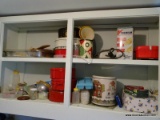 (LAUNDRY) CABINET LOT ;FRUIT CAKE AND MISC.. TINS
