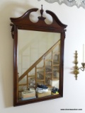 (HALL) MIRROR; MAHOGANY MIRROR- 23 IN X 38 IN