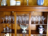 (FRM) ETCHED CRYSTAL LOT ; 32 PC OF ETCHED CRYSTAL STEMWARE- 12 RED WINE GLASSES, 10 WHITE GLASSES,