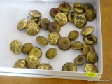 (DBED) BRASS BUTTON; BOX OF VINTAGE ENGLISH BRASS BUTTONS