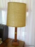 (DBED) LAMP; WOODEN LAMP WITH FIBER SHADE- 29 IN H