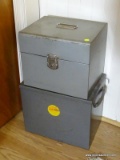 (DBED) METAL BOXES; 2 METAL FILE BOXES, ONE IS FIREPROOF BUT NO KEY