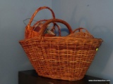 (UPBD1) BASKET LOT; LOT INCLUDES LARGE WOVEN LAUNDRY BASKET AND 8 MISC.. SIZE BASKETS ALONG WITH A