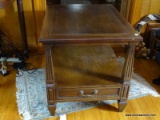 (FRM) END TABLE ; HAMMARY CHERRY ONE DRAWER END TABLE - DOVETAIL DRAWER WITH OAK SECONDARY 21 IN X