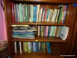 (BD2) BOOKS; 3 SHELVES OF BOOKS TO INCLUDE BOOKS ON AMISH LIFE, VINTAGE NOVELS, CRAFTING AND FLOWER