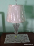 (BD2) LAMP; PRESSED GLASS LAMP WITH SHADE- 22 IN H