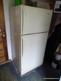 (BPORCH) REFRIGERATOR; WHITE-WESTINGHOUSE REFRIGERATOR- RUNS WELL- MODEL- WRT21NRBDO- 31 IN X 29.5