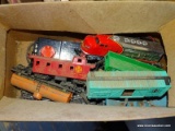 (BPORCH) TRAIN SET; BACHMAN SANTA FE TRAIN SET WITH 4 CARS, TRANSFORMER AND TRACK